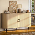 55" Wood Buffet Sideboard Cabinet With Storage, Mid-century Modern Coffee Bar Cabinet With Sliding Doors & Shelves, Accent Credenza Console Table For Kitchen, Dining Room, Entryway
