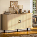 55" Wood Buffet Sideboard Cabinet With Storage, Mid-century Modern Coffee Bar Cabinet With Sliding Doors & Shelves, Accent Credenza Console Table For Kitchen, Dining Room, Entryway