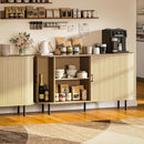 55" Wood Buffet Sideboard Cabinet With Storage, Mid-century Modern Coffee Bar Cabinet With Sliding Doors & Shelves, Accent Credenza Console Table For Kitchen, Dining Room, Entryway