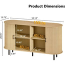 55" Wood Buffet Sideboard Cabinet With Storage, Mid-century Modern Coffee Bar Cabinet With Sliding Doors & Shelves, Accent Credenza Console Table For Kitchen, Dining Room, Entryway