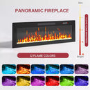 Waleaf 82" Modern Fireplace TV Stand with 50" Electric Fireplace Up to 90" TVs, Entertainment Center with 12 LED Color Flame and 20 Color LED Light
