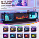 Waleaf 80" TV Stand with 36" Electric Fireplace, Mid Century Modern Entertainment Center for TVs Up to 90", LED Lights & Storage Cabinet, Living Room, Black