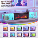 Waleaf 80" TV Stand with 36" Electric Fireplace, Mid Century Modern Entertainment Center for TVs Up to 90", LED Lights & Storage Cabinet, Living Room, Black