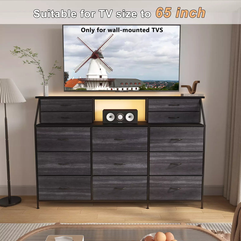 Waleaf 70" Bedroom Dresser with 13 Large Drawers, Long Dressers & Chests of Drawers for Closet
