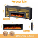 80" Fireplace TV Stand with 50" Electric Fireplace, High Gloss Entertainment Center with 20 Color LED Lights, Modern Highlight TV Console Cabinet for TVs Up to 90" for Living Room