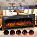 82" Fireplace TV Stand with 50" Electric Fireplace, High Gloss Entertainment Center with 20 Color LED Lights, Modern Highlight TV Console Cabinet for TVs Up to 90" for Living Room