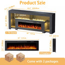 82" Fireplace TV Stand with 50" Electric Fireplace, High Gloss Entertainment Center with 20 Color LED Lights, Modern Highlight TV Console Cabinet for TVs Up to 90" for Living Room