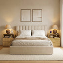 VITESSE Fluted Nightstands with Charging Station, Modern Bed Side Table with 2 Drawers