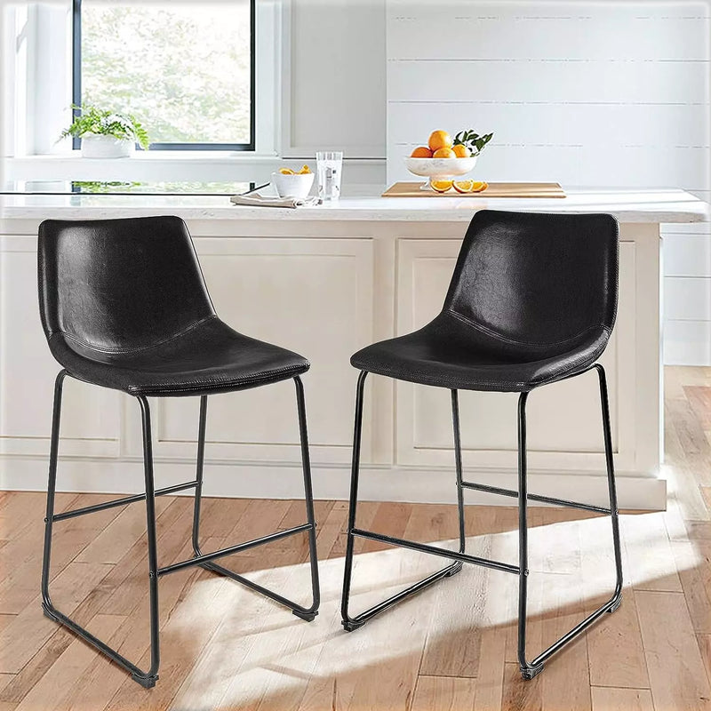 Waleaf Bar Stools Set of 2,Counter Height Bar Stools with Back