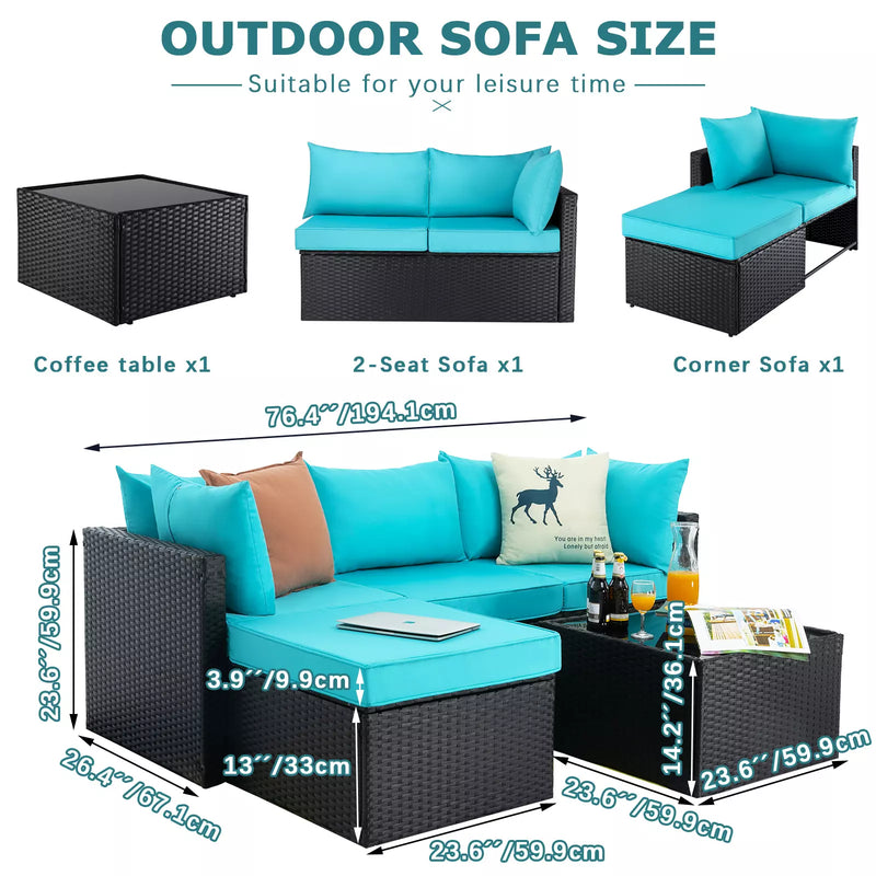 Vitesse 5 Pieces Patio Furniture Sets, Outdoor Sectional Sofa