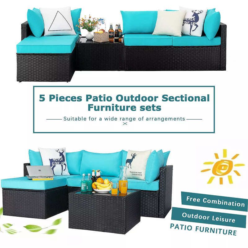 Vitesse 5 Pieces Patio Furniture Sets, Outdoor Sectional Sofa