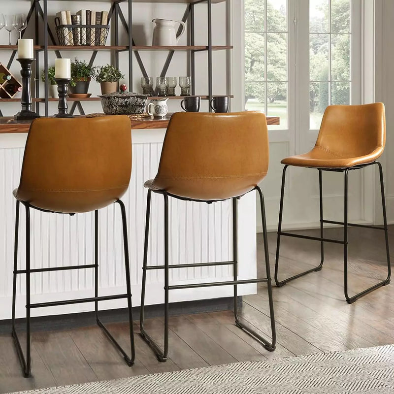Waleaf Bar Stools Set of 2,Counter Height Bar Stools with Back