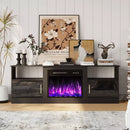 Waleaf Fireplace TV Stand with 23" Electric Fireplace, LED Lighted Entertainment Center, Adjustable Flame LED Color for TVs up to 80"