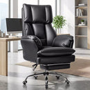 Waleaf 400lbs Executive Office Chair with Footrest, Ergonomic Leather Desk Chair with 180° Flip Armrests for Cross-Legged Sitting & 135° Reclining Back