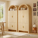 Arched Cabinet, 71" Tall Arched Kitchen Pantry Storage Cabinet with Doors, Modern Fluted Kitchen Storage Cabinet with Adjustable Shelves, Black Cupboard for Kitchen, Dining Room, Bathroom