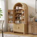 Arched Cabinet, 71" Tall Arched Kitchen Pantry Storage Cabinet with Doors, Modern Fluted Kitchen Storage Cabinet with Adjustable Shelves, Black Cupboard for Kitchen, Dining Room, Bathroom