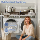 Waleaf 2-Tier Modern Washer Dryer Countertop with Shelf, 54" Laundry Topper for Folding & Storage, Universal Fit