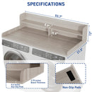 Waleaf 2-Tier Modern Washer Dryer Countertop with Shelf, 54" Laundry Topper for Folding & Storage, Universal Fit