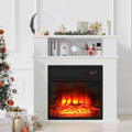 BOSSIN 28" Electric Fireplace with Mantel, 18 inch Electric Fireplace Insert with Remote Control