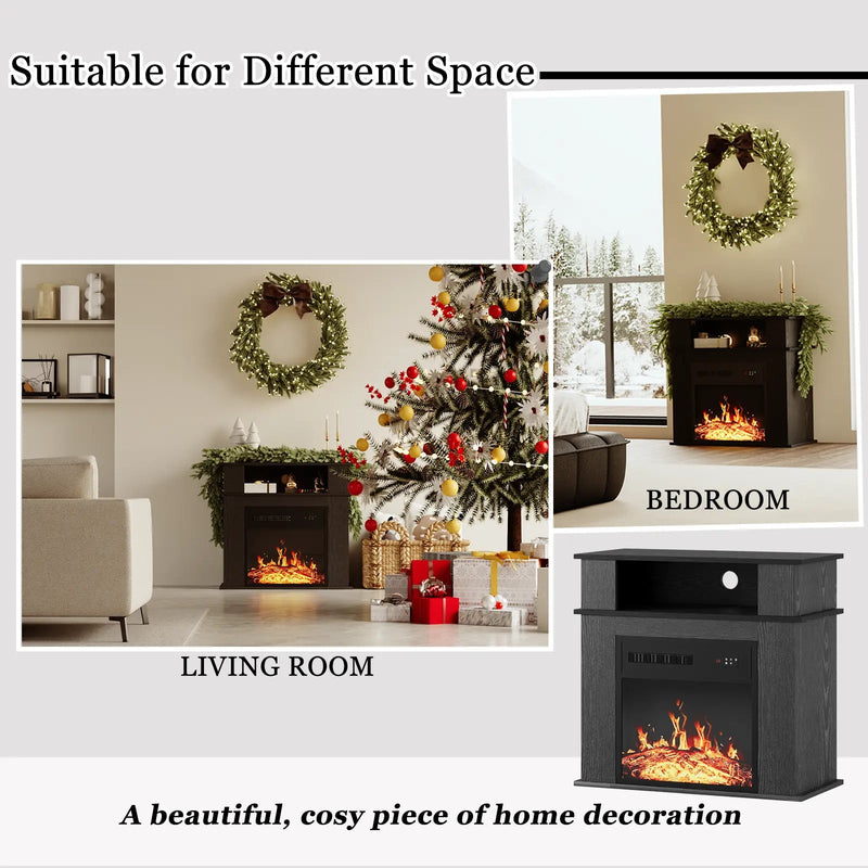 BOSSIN 28" Electric Fireplace with Mantel, 18 inch Electric Fireplace Insert with Remote Control