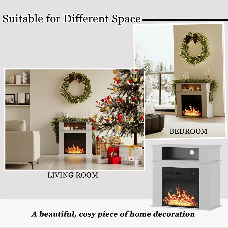 BOSSIN 28" Electric Fireplace with Mantel, 18 inch Electric Fireplace Insert with Remote Control