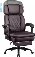 BOSSIN 400lbs Executive Office Chair with Foot Rest, Ergonomic Heavy Duty Big and Tall Desk Chair with Adjustable Headrest, High Back PU Leather Comfy Computer Chair