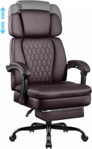 BOSSIN 400lbs Executive Office Chair with Foot Rest, Ergonomic Heavy Duty Big and Tall Desk Chair with Adjustable Headrest, High Back PU Leather Comfy Computer Chair