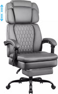 BOSSIN 400lbs Executive Office Chair with Foot Rest, Ergonomic Heavy Duty Big and Tall Desk Chair with Adjustable Headrest, High Back PU Leather Comfy Computer Chair