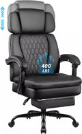 BOSSIN 400lbs Executive Office Chair with Foot Rest, Ergonomic Heavy Duty Big and Tall Desk Chair with Adjustable Headrest, High Back PU Leather Comfy Computer Chair