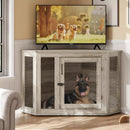 Bossin 44"Corner Dog Crate Furniture，Wooden Dog Kennel Indoor Furniture，Decorative Dog Crate, Dog Kennel TV Stand End Table for Small to Large Dogs