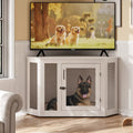 Bossin 44"Corner Dog Crate Furniture，Wooden Dog Kennel Indoor Furniture，Decorative Dog Crate, Dog Kennel TV Stand End Table for Small to Large Dogs