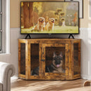 Bossin 44"Corner Dog Crate Furniture，Wooden Dog Kennel Indoor Furniture，Decorative Dog Crate, Dog Kennel TV Stand End Table for Small to Large Dogs