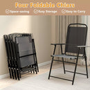 BOSSIN 6 Piece Patio Dining Set with Umbrella,Glass Table and 4 Folding Chair for Lawn,Backyard and Garden