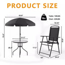 BOSSIN 6 Piece Patio Dining Set with Umbrella,Glass Table and 4 Folding Chair for Lawn,Backyard and Garden