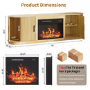 Bossin 70" Fireplace TV Stand with Sliding Doors, Mid-Century Modern Entertainment Center with Electric Fireplace & Storage, Oak