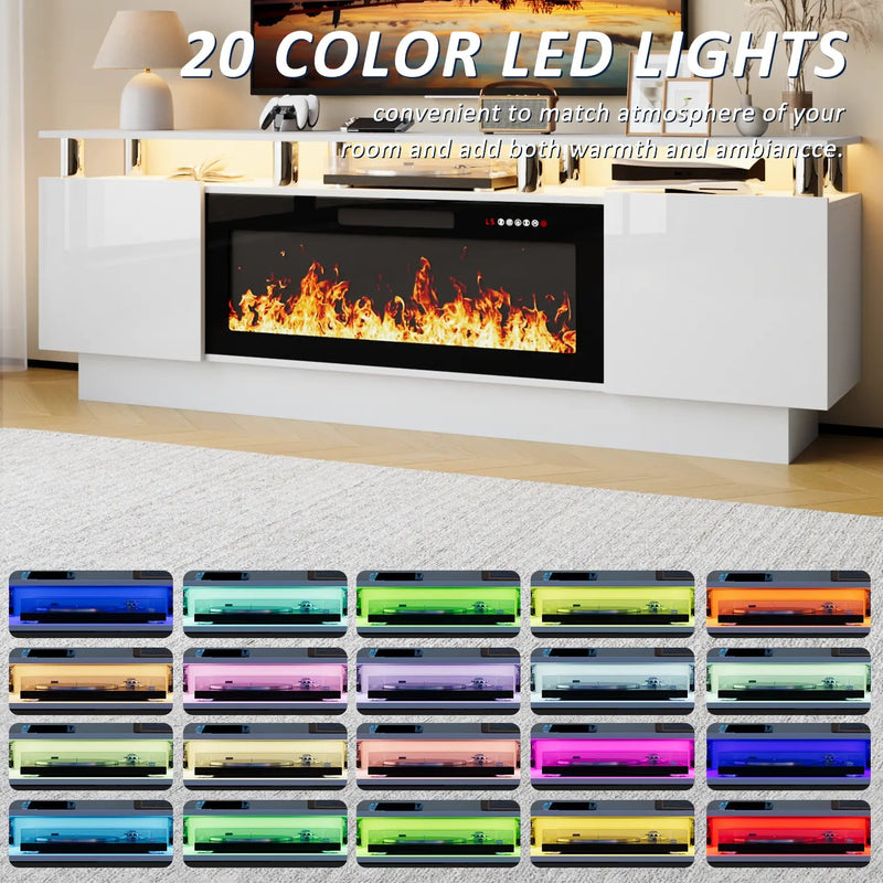 BOSSIN 70 Inches Fireplace TV Stand for TVs up to 80 Inches Console with 36'' Electric Fireplace