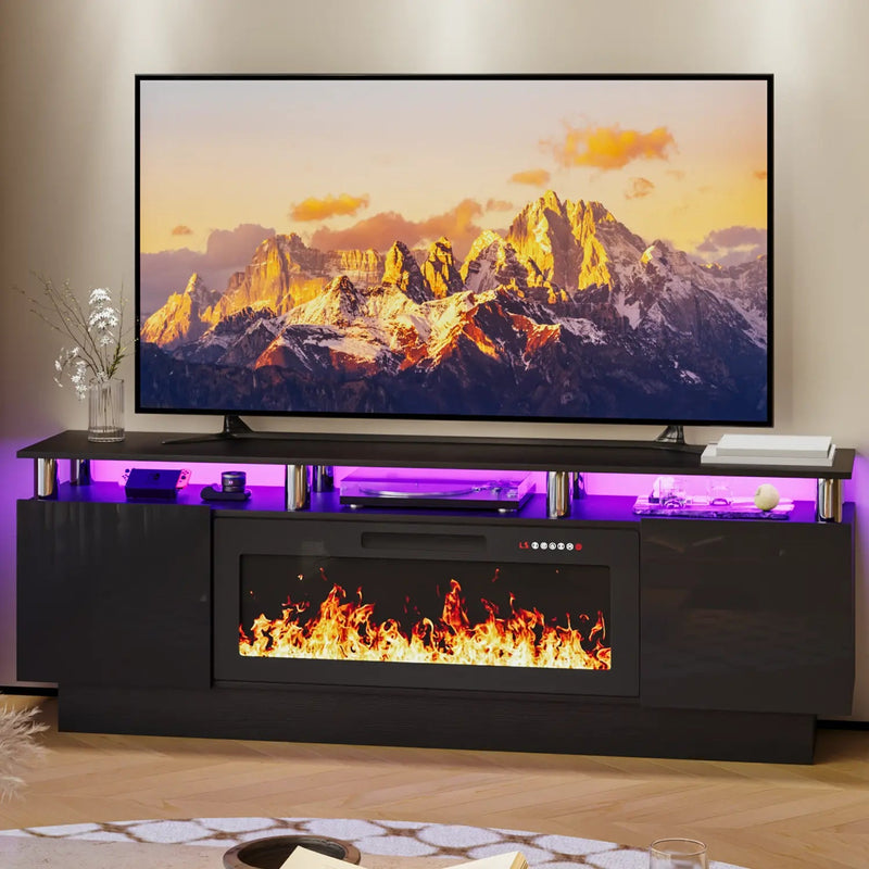 BOSSIN 70 Inches Fireplace TV Stand for TVs up to 80 Inches Console with 36'' Electric Fireplace