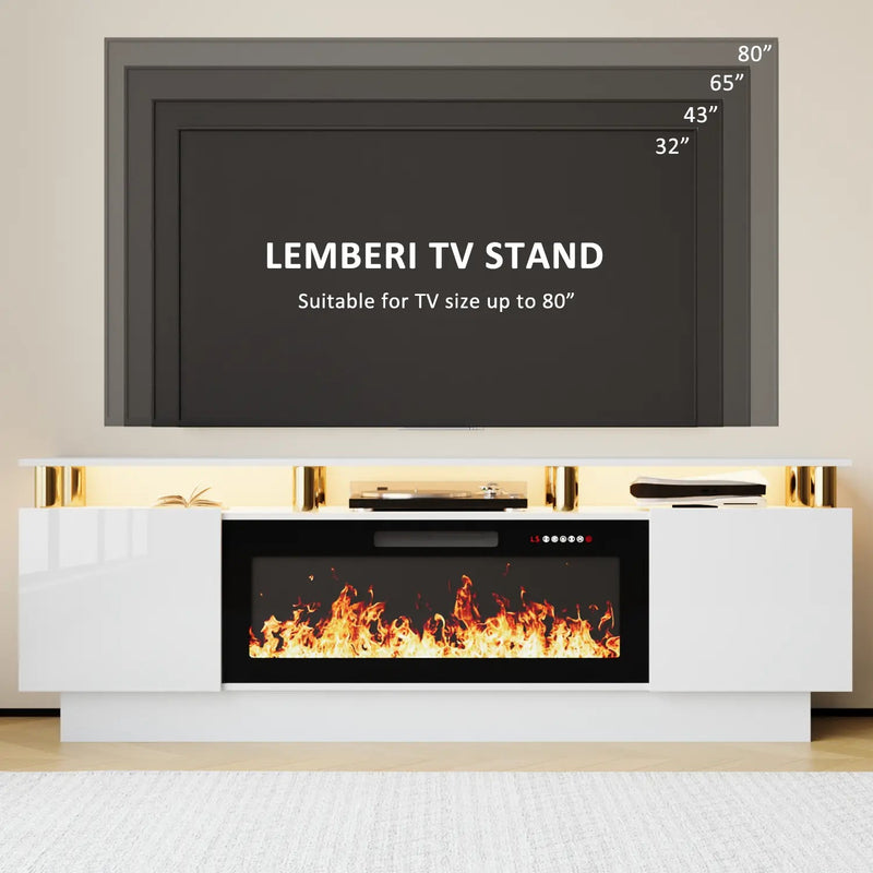 BOSSIN 70 Inches Fireplace TV Stand for TVs up to 80 Inches Console with 36'' Electric Fireplace