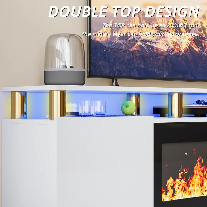 BOSSIN 70 Inches Fireplace TV Stand for TVs up to 80 Inches Console with 36'' Electric Fireplace