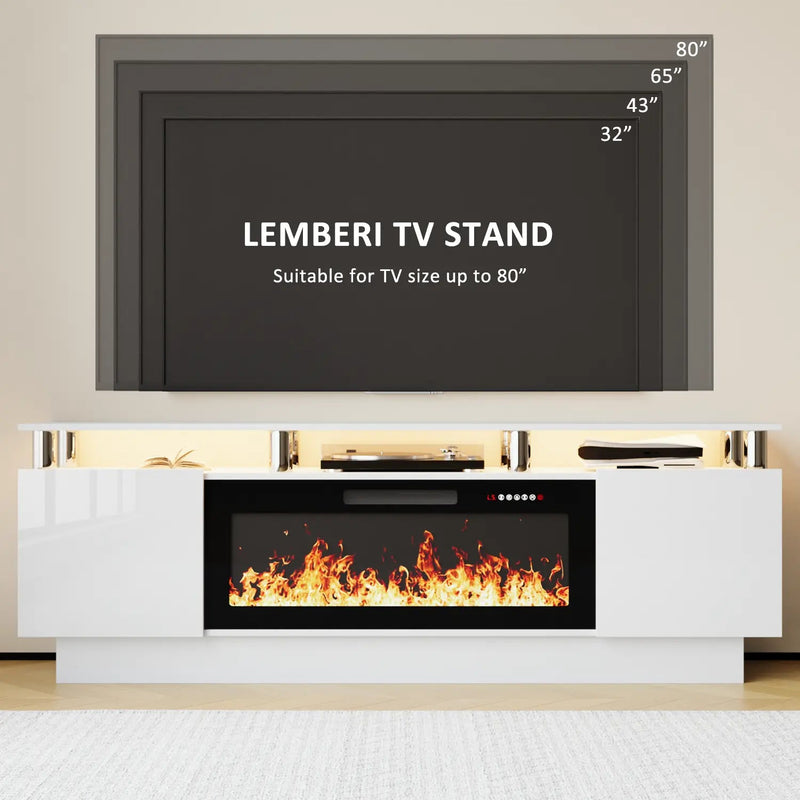 BOSSIN 70 Inches Fireplace TV Stand for TVs up to 80 Inches Console with 36'' Electric Fireplace