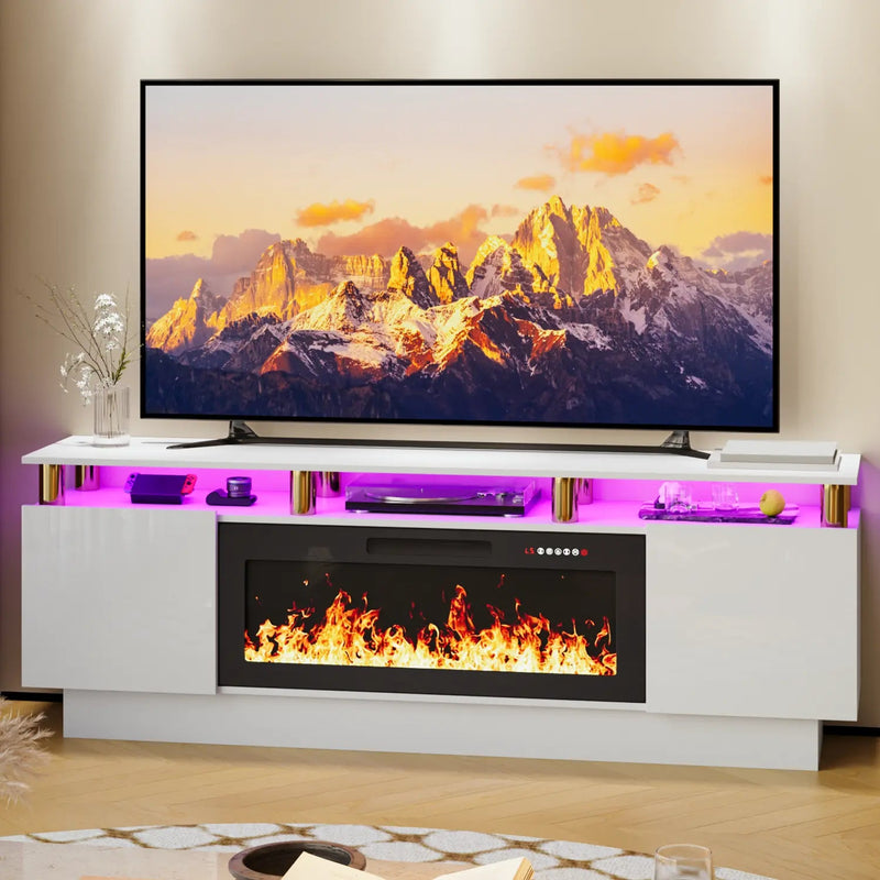 BOSSIN 70 Inches Fireplace TV Stand for TVs up to 80 Inches Console with 36'' Electric Fireplace