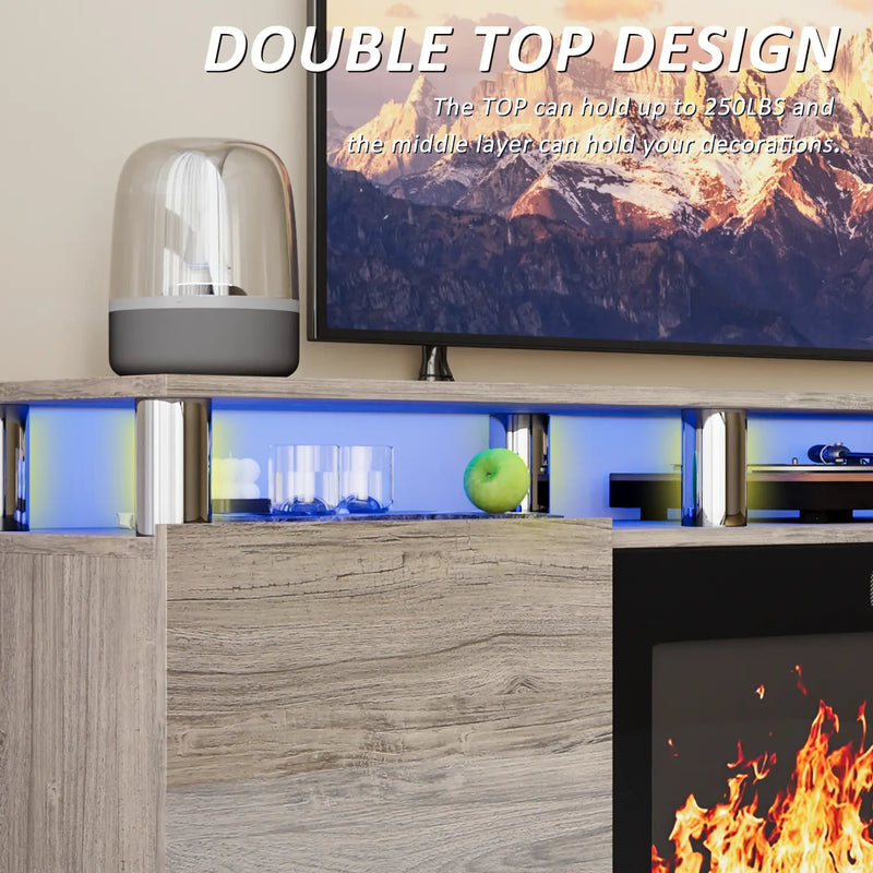 BOSSIN 70 Inches Fireplace TV Stand for TVs up to 80 Inches Console with 36'' Electric Fireplace