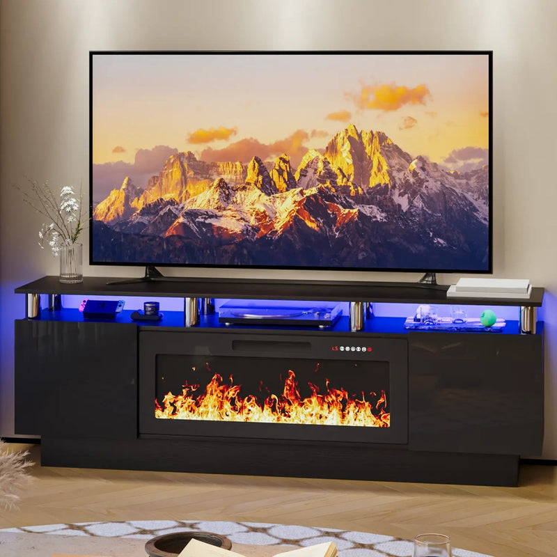 BOSSIN 70 Inches Fireplace TV Stand for TVs up to 80 Inches Console with 36'' Electric Fireplace