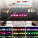 BOSSIN 70 inches Fireplace TV Stand with 36 inch Fireplace Up to 80" TVs