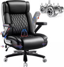 BOSSIN 700LBS Large Heavy Duty Office Chair with 5D Flip Arms, Big and Tall Office Chair,High Back Computer Executive Desk Chair with Adjustable Lumbar Support,Dual Rubber Wheel(Black)