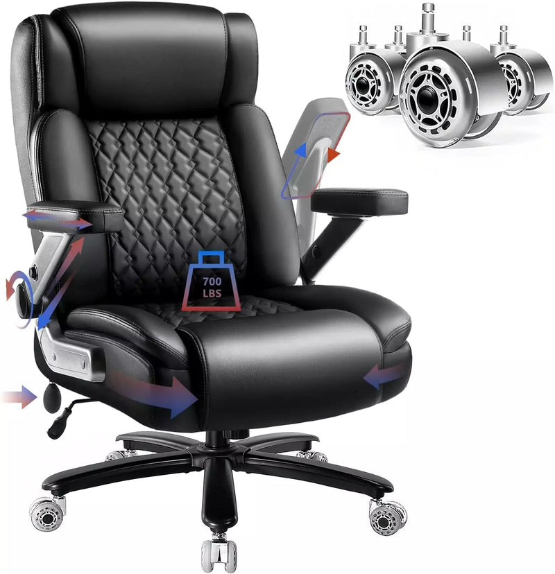 BOSSIN 700LBS Large Heavy Duty Office Chair with 5D Flip Arms, Big and