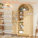 BOSSIN 71" Arched Kitchen Pantry Cabinet, Tall Arched Fluted Storage Cabinet Pantry with Doors and Adjustable Shelves, Modern Natural Wood Cupboard Organizer for Kitchen, Dining Room, Living Room