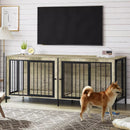 BOSSIN 78inch Dog Crate Furniture for 2 Dogs, Large Double Dog Cage Furniture with Divider, Wooden Indoor Dog Kennel for Medium Large Dogs