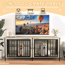 BOSSIN 78inch Dog Crate Furniture for 2 Dogs, Large Double Dog Cage Furniture with Divider, Wooden Indoor Dog Kennel for Medium Large Dogs