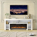 BOSSIN 80" Fireplace TV Stand with 50" Electric Fireplace for TVs up to 90", Entertainment Center with 20-Color LED Lights, Modern Wood Media Console Cabinet for Living Room